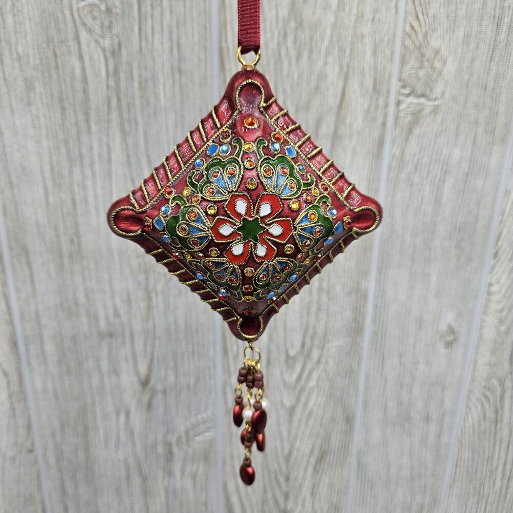 Cloisonne Jeweled Ornament Hanging Decor‎ Ethnic Floral Boho Holiday Christmas